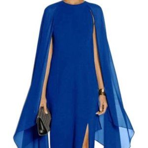 Royal Blue Cape Sleeve Long Dress